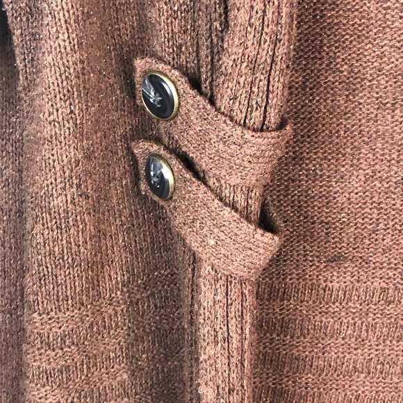Fortune + Ivy brown button tab detail open long cardigan sweater NWOT sz XS - Picture 4 of 7